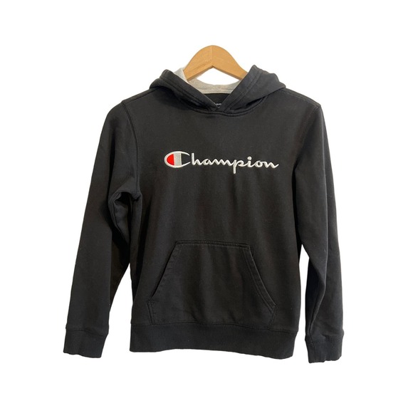 Champion® Signature Logo Fleece Pull Over Hoodie Black Blend Sz Large - Picture 3 of 5